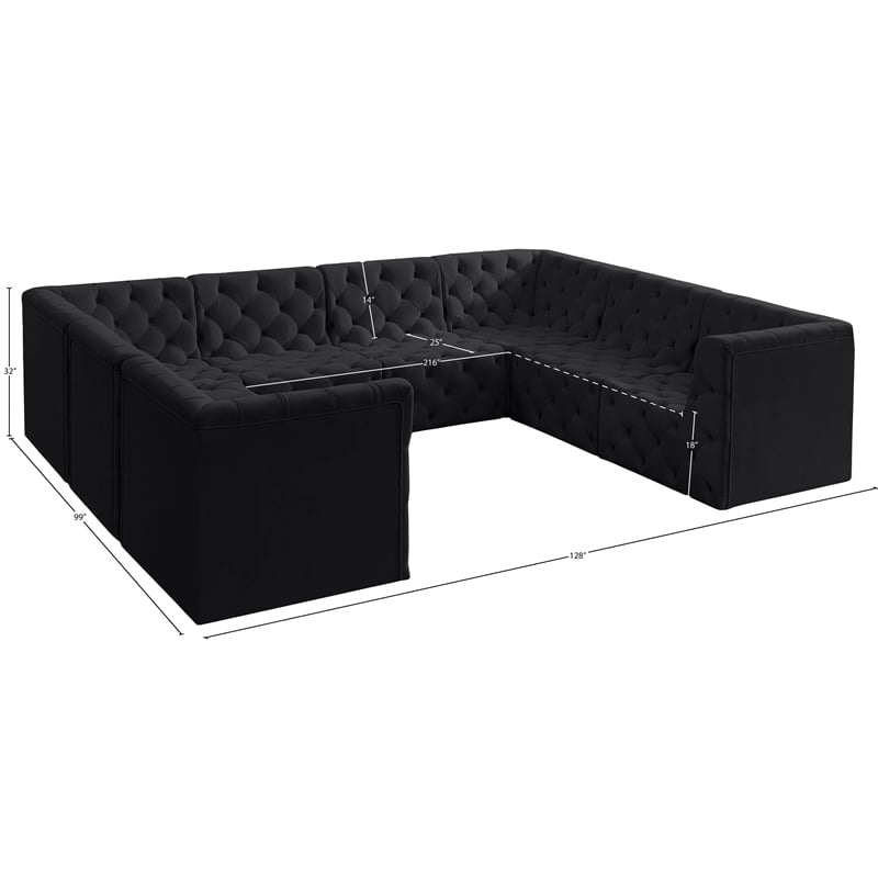 Meridian Furniture Tuft Black Velvet Modular Sectional