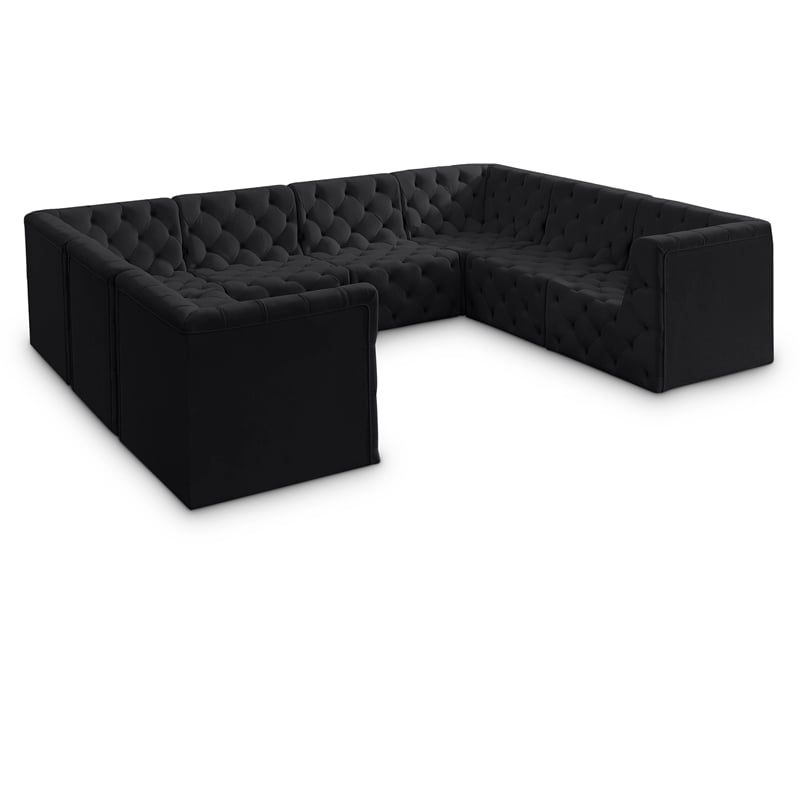 Meridian Furniture Tuft Black Velvet Modular Sectional
