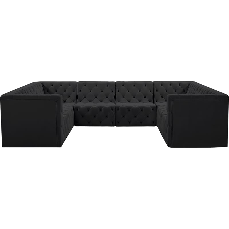 Meridian Furniture Tuft Black Velvet Modular Sectional