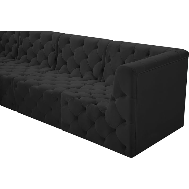 Meridian Furniture Tuft Black Velvet Modular Sectional