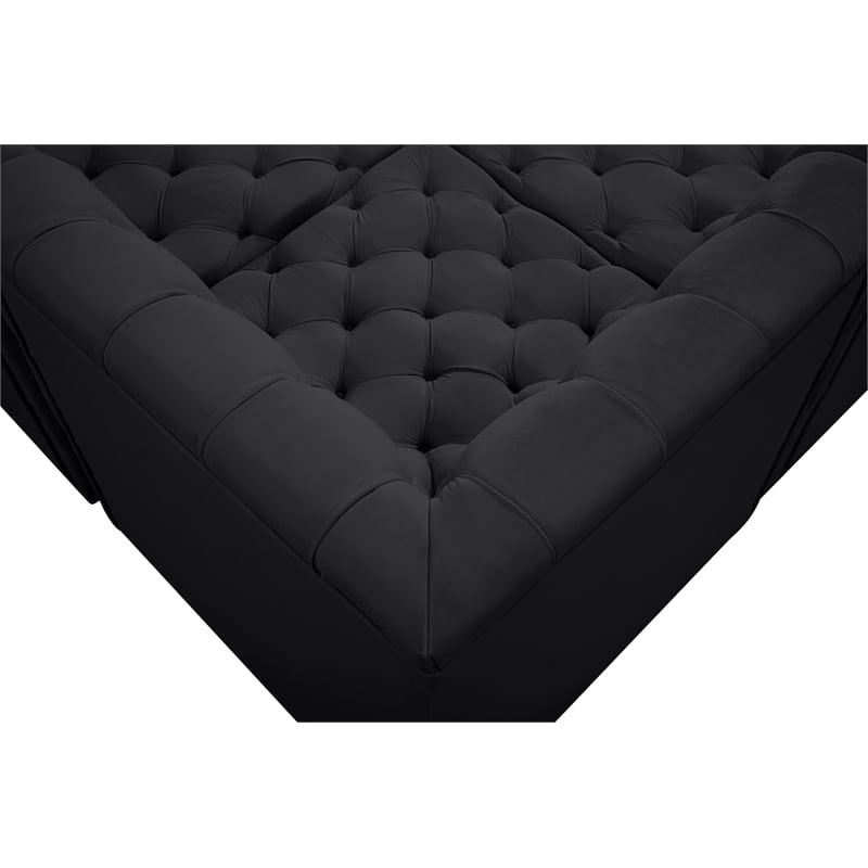 Meridian Furniture Tuft Black Velvet Modular Sectional