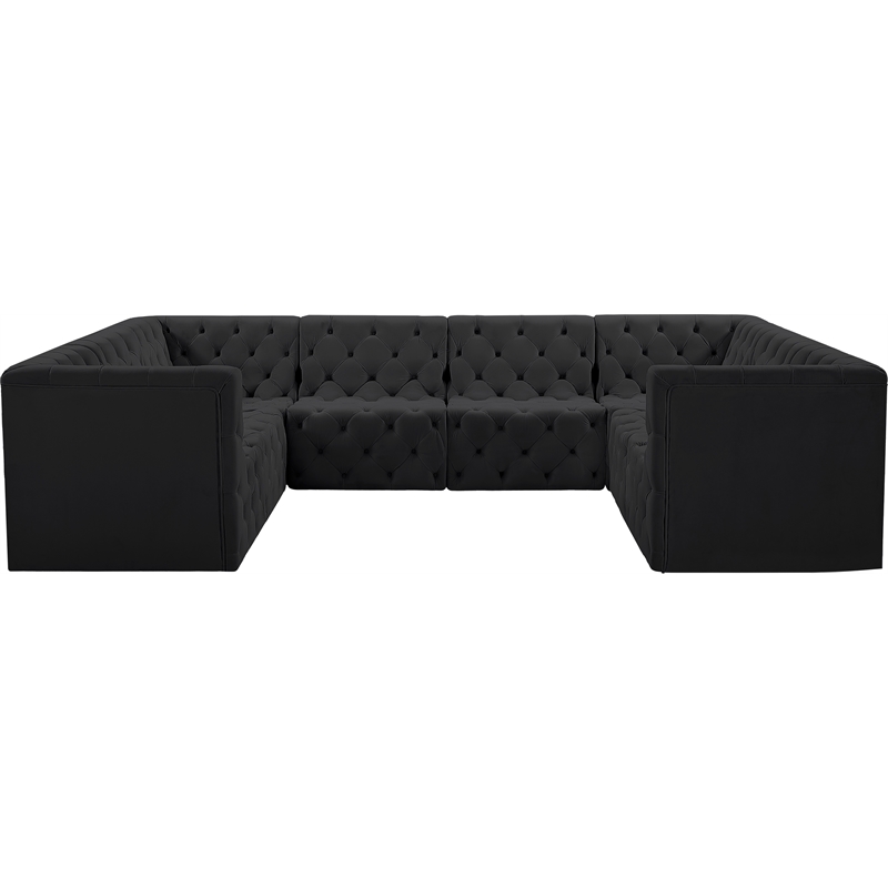 Meridian Furniture Tuft Black Velvet Modular Sectional