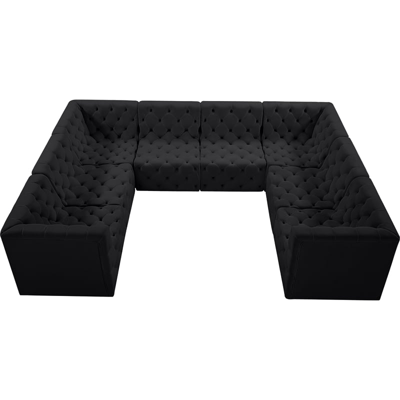 Meridian Furniture Tuft Black Velvet Modular Sectional