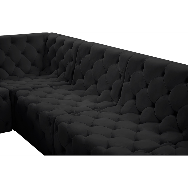 Meridian Furniture Tuft Black Velvet Modular Sectional