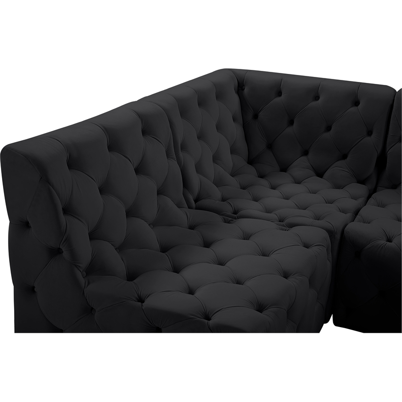 Meridian Furniture Tuft Black Velvet Modular Sectional