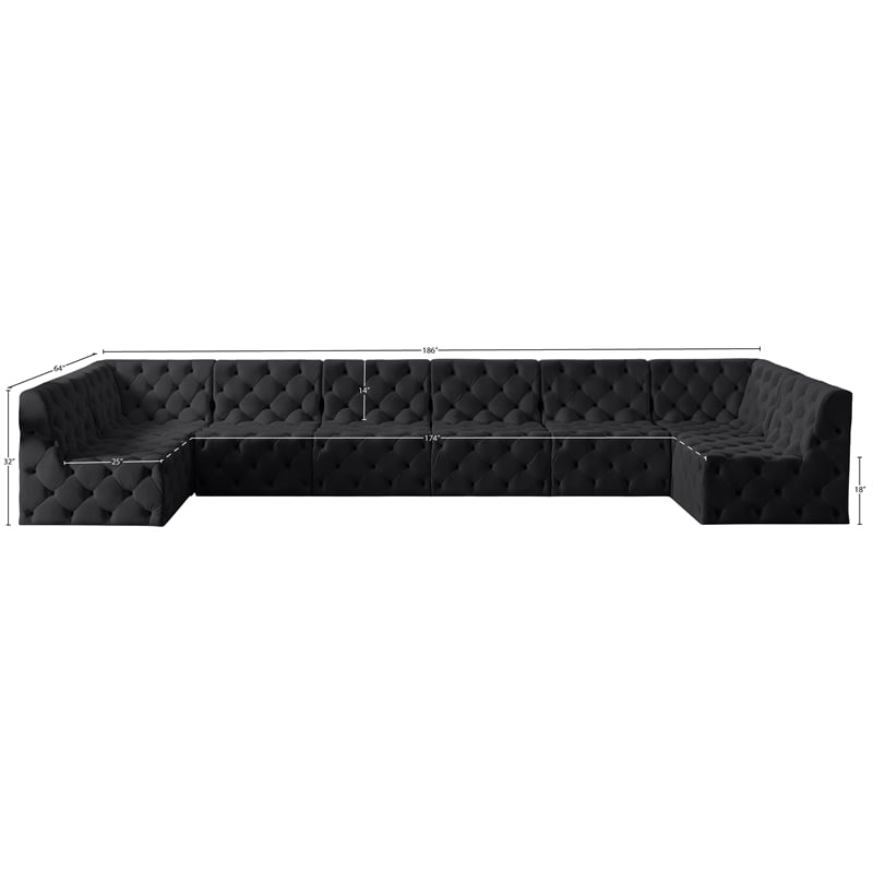 Meridian Furniture Tuft Black Velvet Modular Sectional