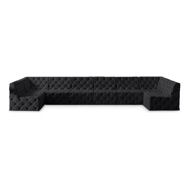 Meridian Furniture Tuft Black Velvet Modular Sectional