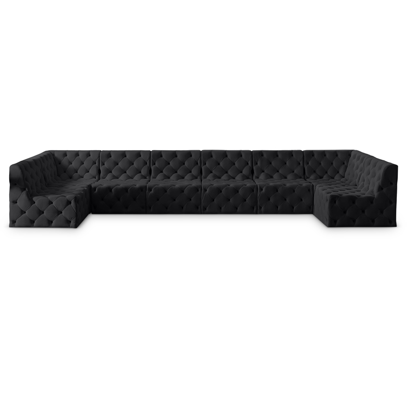 Meridian Furniture Tuft Black Velvet Modular Sectional