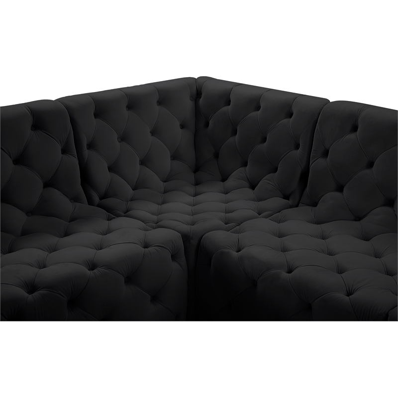 Meridian Furniture Tuft Black Velvet Modular Sectional