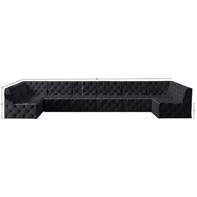 Meridian Furniture Tuft Black Velvet Modular Sectional