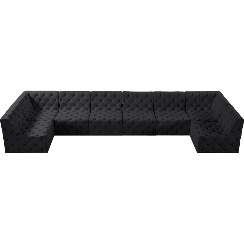Meridian Furniture Tuft Black Velvet Modular Sectional