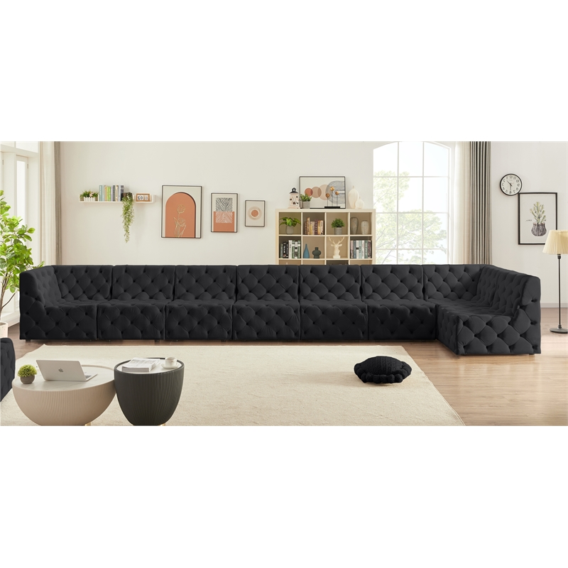 Meridian Furniture Tuft Black Velvet Modular Sectional