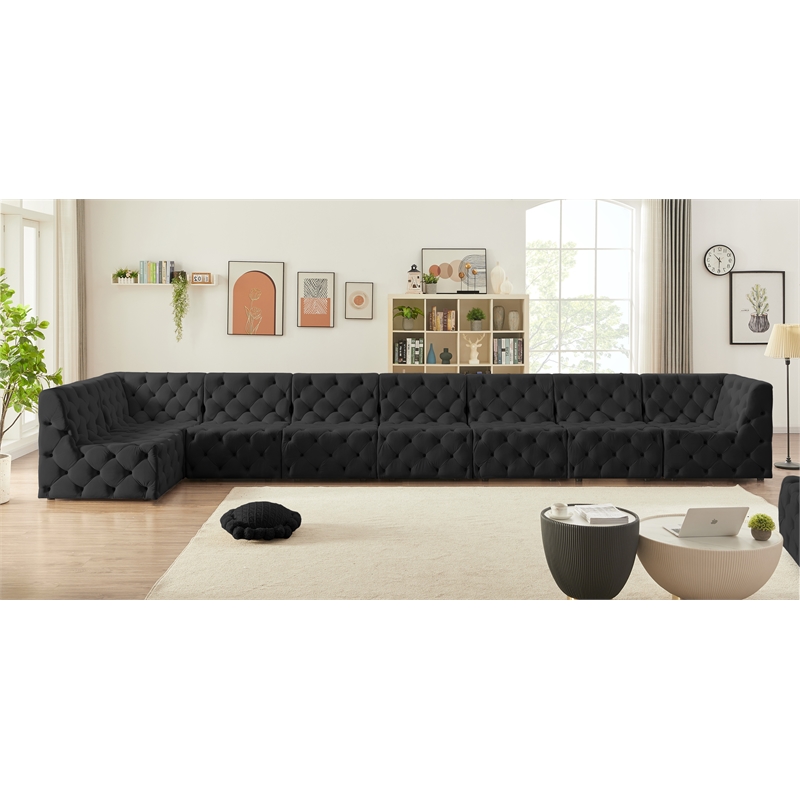 Meridian Furniture Tuft Black Velvet Modular Sectional