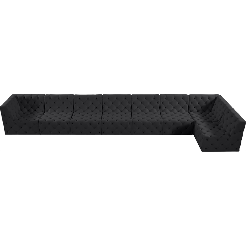 Meridian Furniture Tuft Black Velvet Modular Sectional