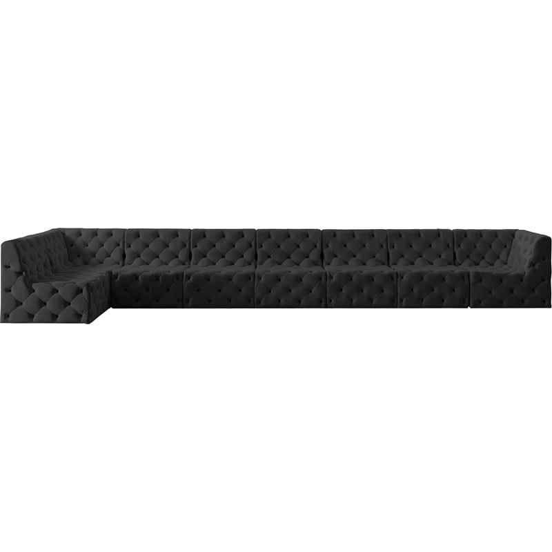 Meridian Furniture Tuft Black Velvet Modular Sectional