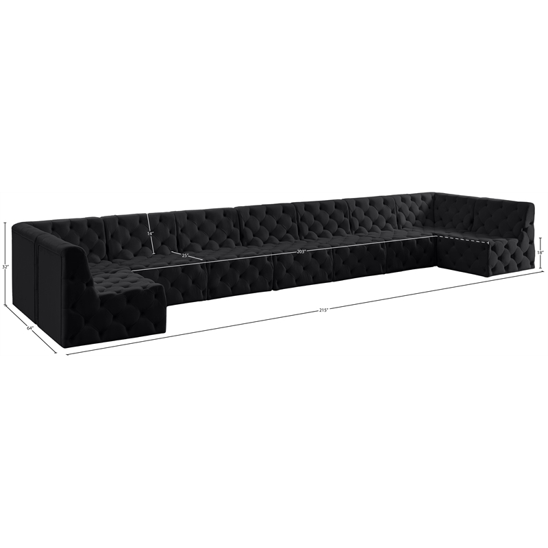 Meridian Furniture Tuft Black Velvet Modular Sectional