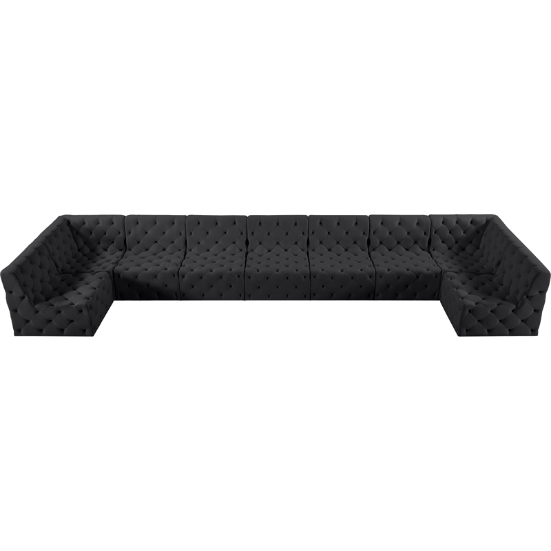 Meridian Furniture Tuft Black Velvet Modular Sectional