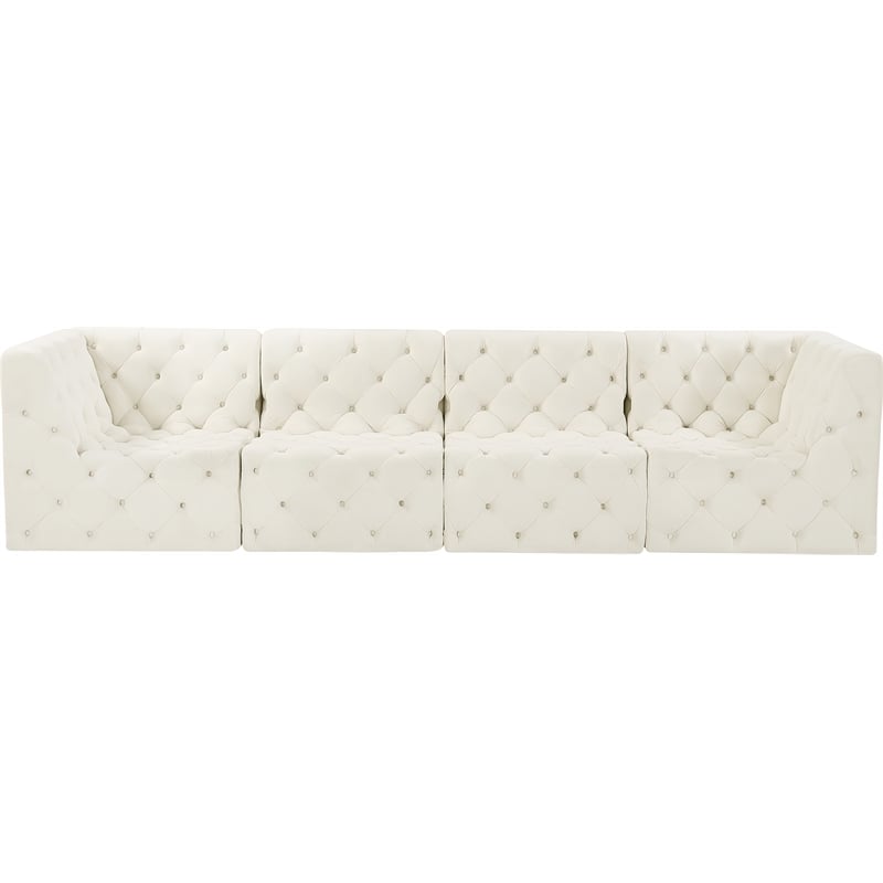 Meridian Furniture Tuft Cream Velvet Modular Sofa