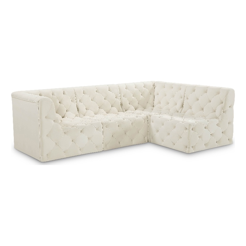 Meridian Furniture Tuft Cream Velvet Modular Sectional