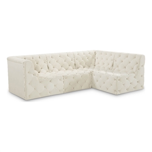 Meridian Furniture Tuft Cream Velvet Modular Sectional