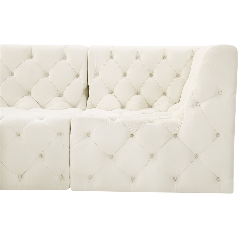 Meridian Furniture Tuft Cream Velvet Modular Sectional