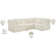 Meridian Furniture Tuft Cream Velvet Modular Sectional