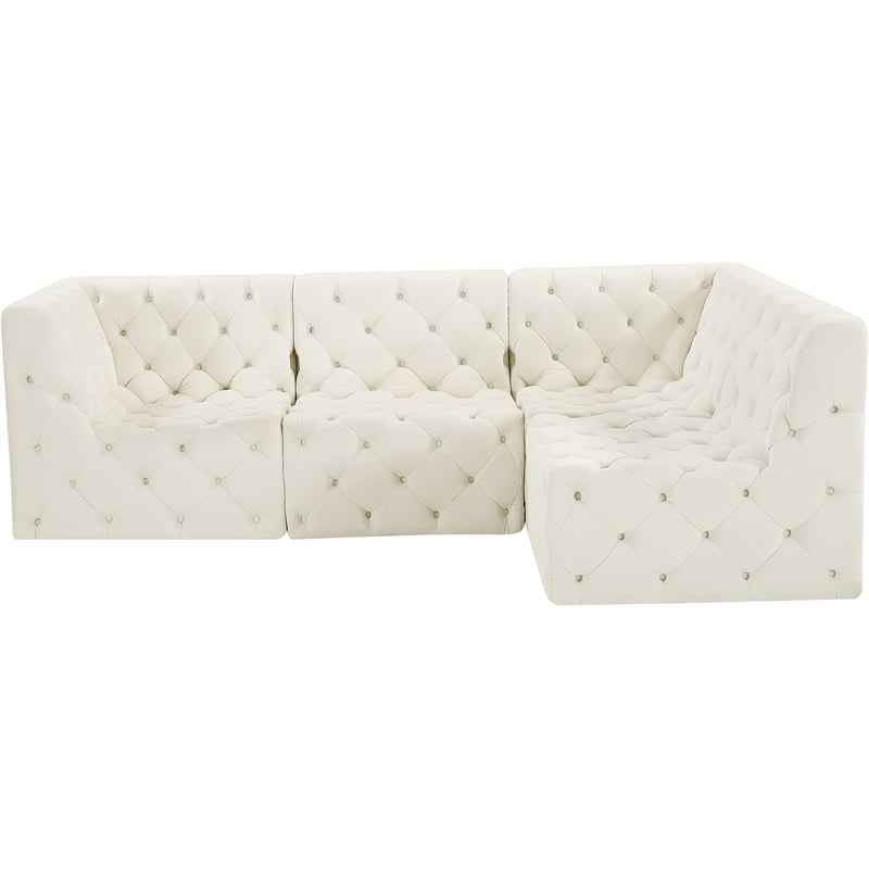 Meridian Furniture Tuft Cream Velvet Modular Sectional