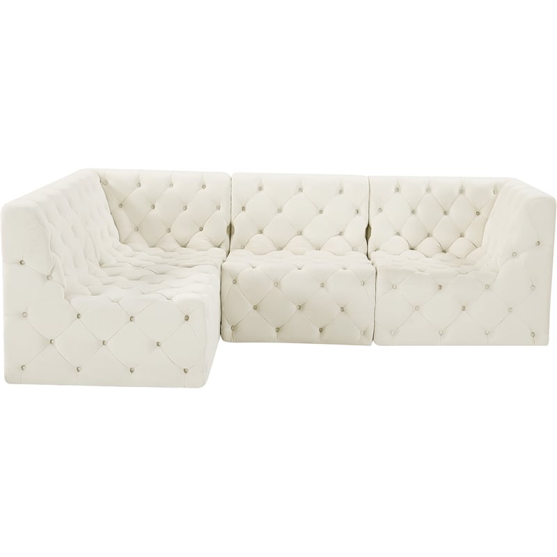 Meridian Furniture Tuft Cream Velvet Modular Sectional