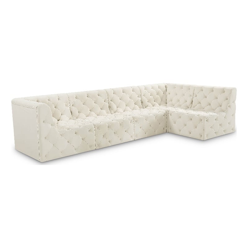 Meridian Furniture Tuft Cream Velvet Modular Sectional