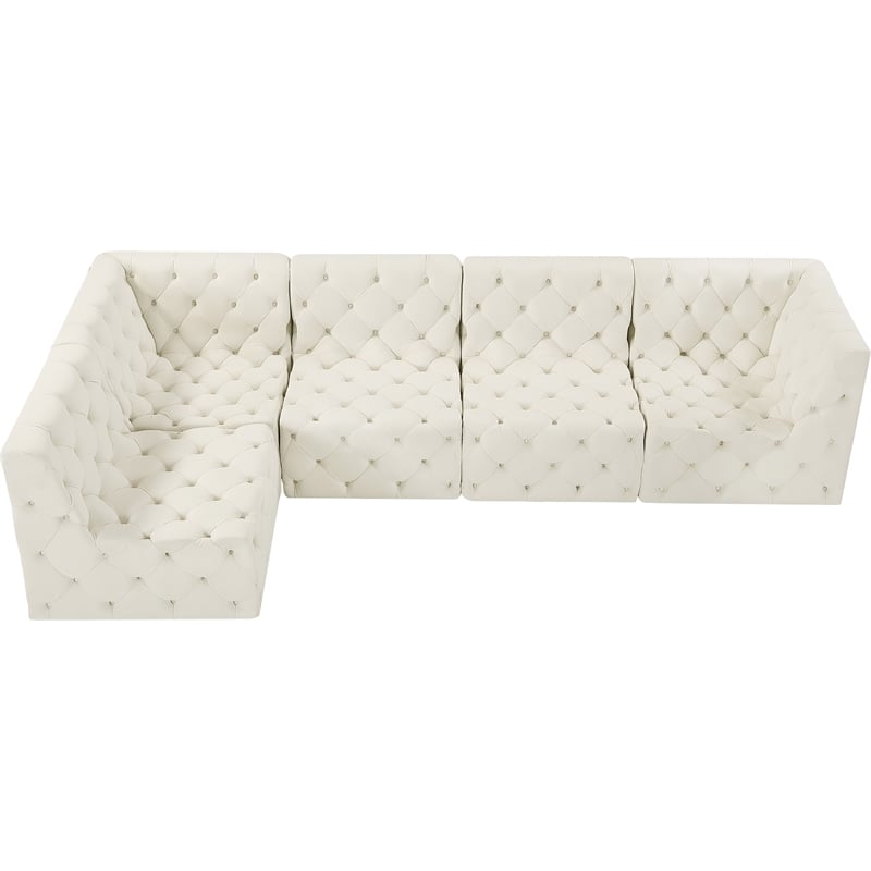 Meridian Furniture Tuft Cream Velvet Modular Sectional