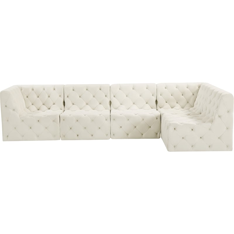 Meridian Furniture Tuft Cream Velvet Modular Sectional