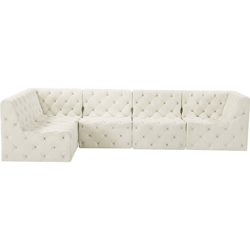 Meridian Furniture Tuft Cream Velvet Modular Sectional