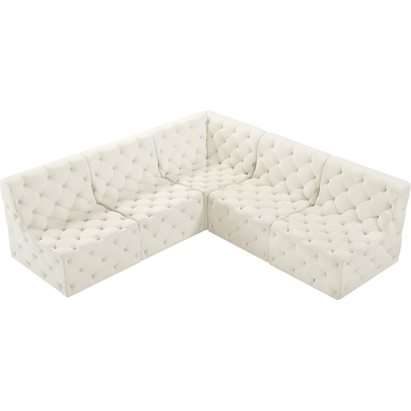Meridian Furniture Tuft Cream Velvet Modular Sectional
