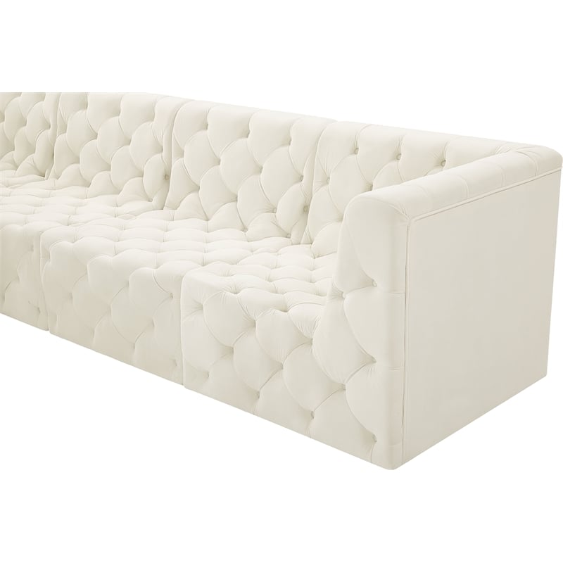 Meridian Furniture Tuft Cream Velvet Modular Sectional