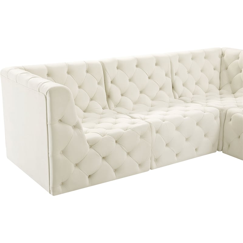 Meridian Furniture Tuft Cream Velvet Modular Sectional
