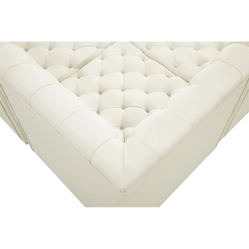 Meridian Furniture Tuft Cream Velvet Modular Sectional