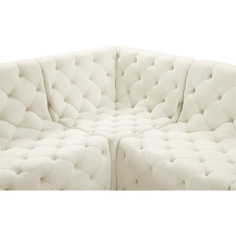 Meridian Furniture Tuft Cream Velvet Modular Sectional