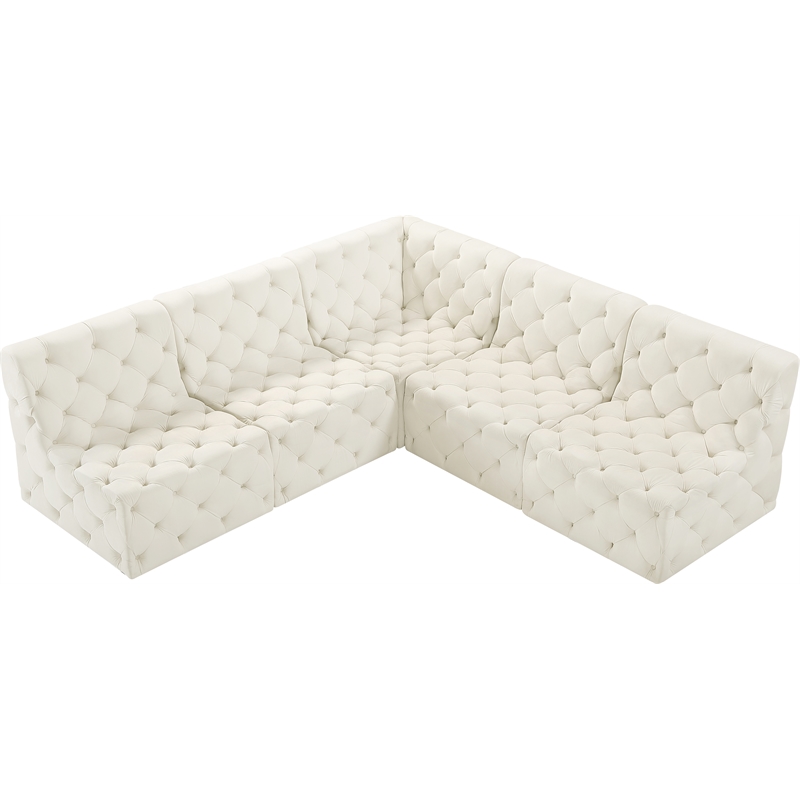 Meridian Furniture Tuft Cream Velvet Modular Sectional