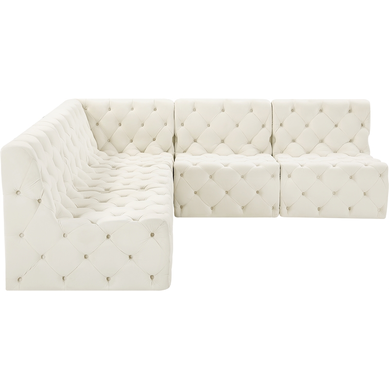 Meridian Furniture Tuft Cream Velvet Modular Sectional