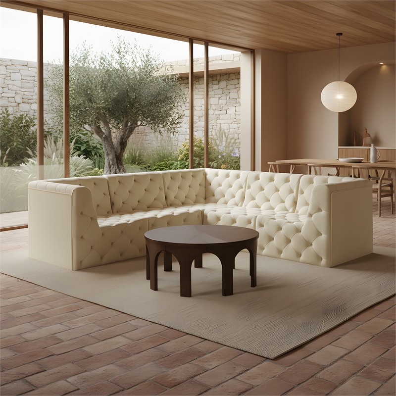 Meridian Furniture Tuft Cream Velvet Modular Sectional