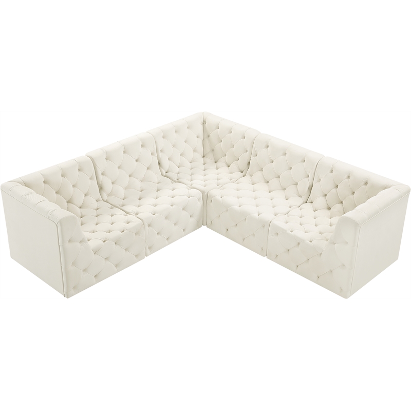 Meridian Furniture Tuft Cream Velvet Modular Sectional