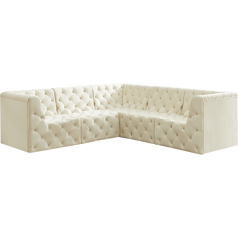 Meridian Furniture Tuft Cream Velvet Modular Sectional