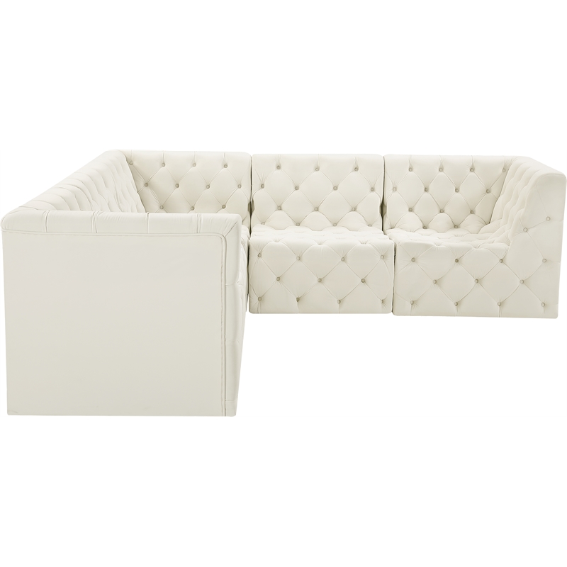 Meridian Furniture Tuft Cream Velvet Modular Sectional