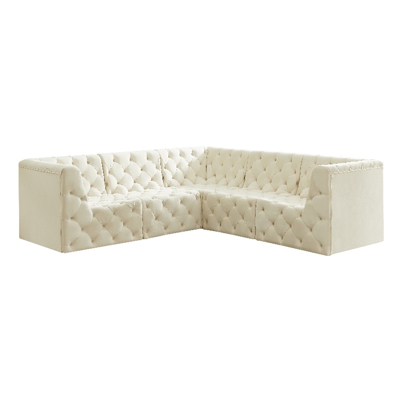 Meridian Furniture Tuft Cream Velvet Modular Sectional