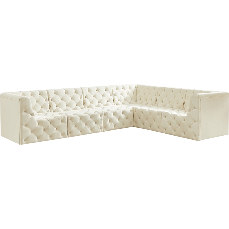 Meridian Furniture Tuft Cream Velvet Modular Sectional