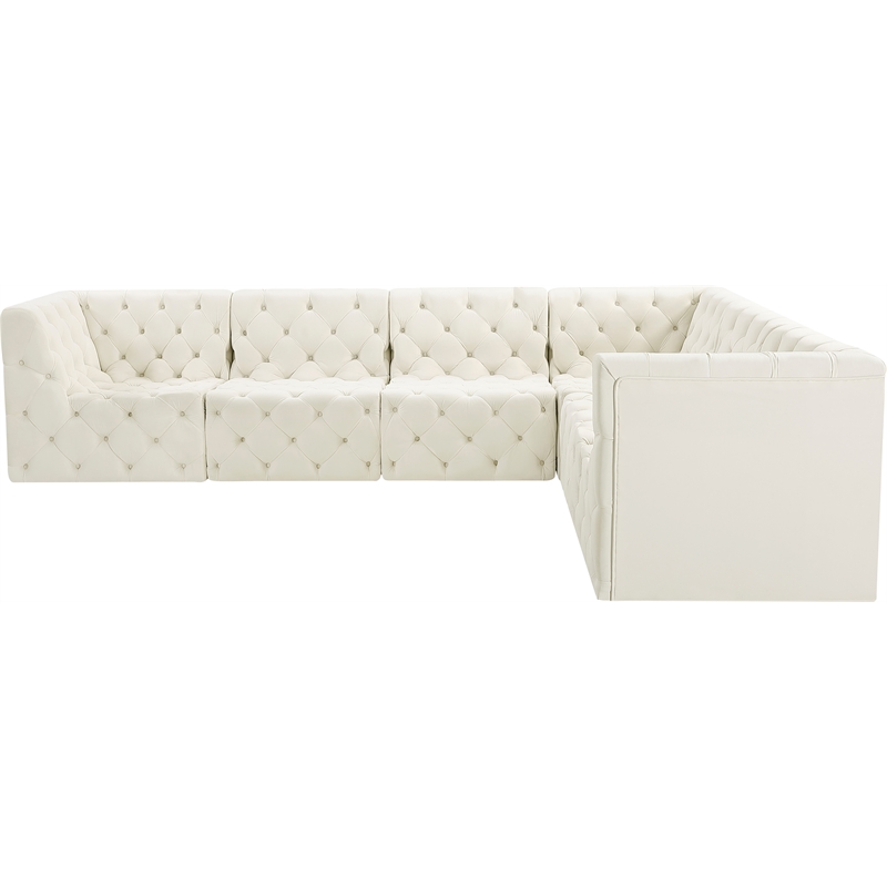 Meridian Furniture Tuft Cream Velvet Modular Sectional
