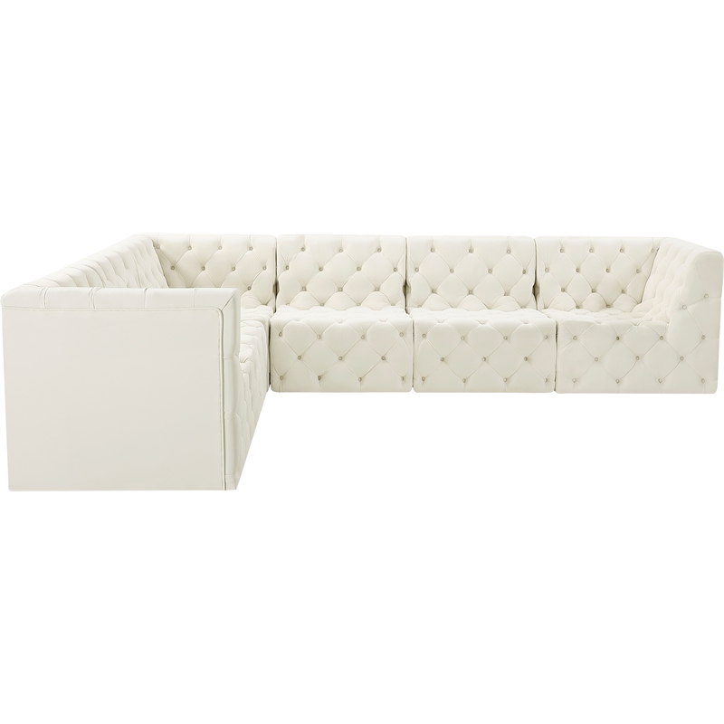 Meridian Furniture Tuft Cream Velvet Modular Sectional