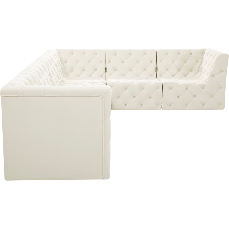 Meridian Furniture Tuft Cream Velvet Modular Sectional