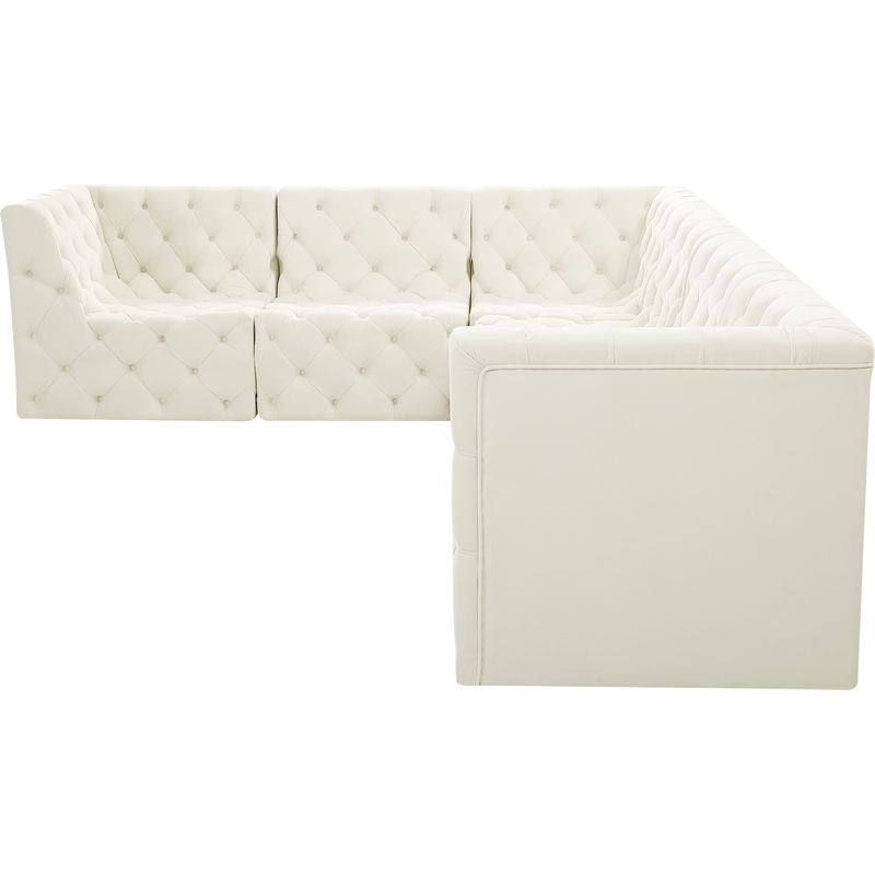 Meridian Furniture Tuft Cream Velvet Modular Sectional