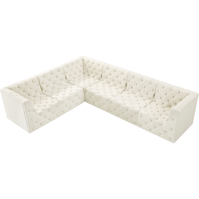 Meridian Furniture Tuft Cream Velvet Modular Sectional